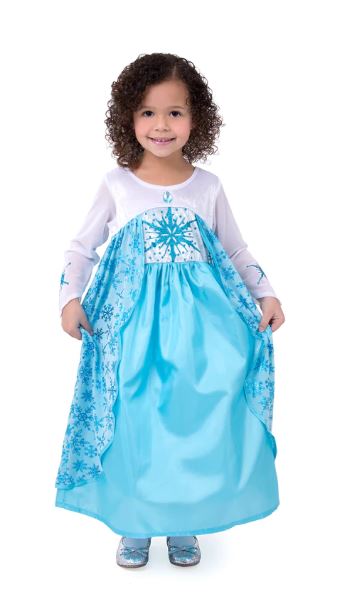 Little Adventures - Ice Princess Dress. Costume for girl, blue with snowflakes.