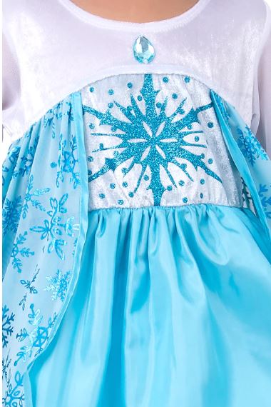 Little Adventures - Ice Princess Dress. Costume for girl, blue with snowflakes.