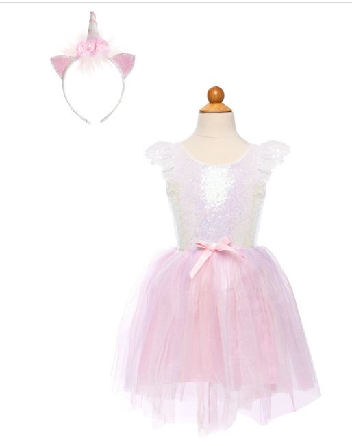 Great Pretenders Dreamy Unicorn Dress Iridescent/pink (size flexible ages 5–6)