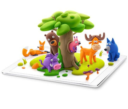 Hey Clay Forest Animals Kit for kids. Set for creating 6 characters. Warthog, bear, moose, squirrel, bear, and fox. 15 cans of air dry clay. Also includes interactive app. Ages 6+.