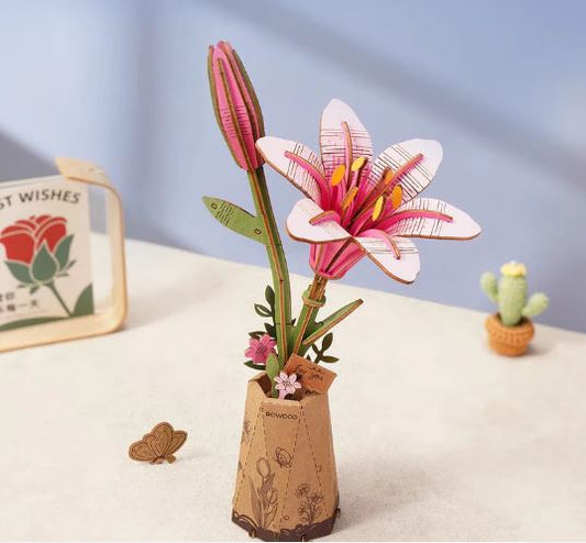 Robotime Pink Lily Wood 3D Craft Kit