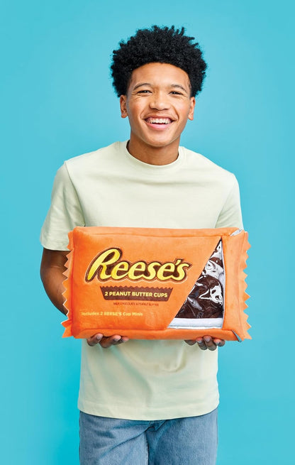 iscream Reese's Peanut Butter Cups Package 19" x 8.5" Pillow Set with Two Plushie Cups