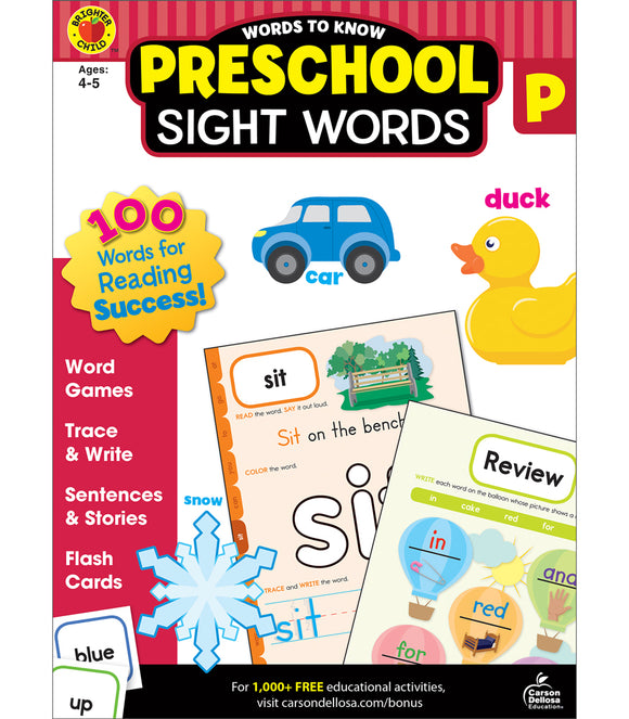Preschool Sight Words Wkbk