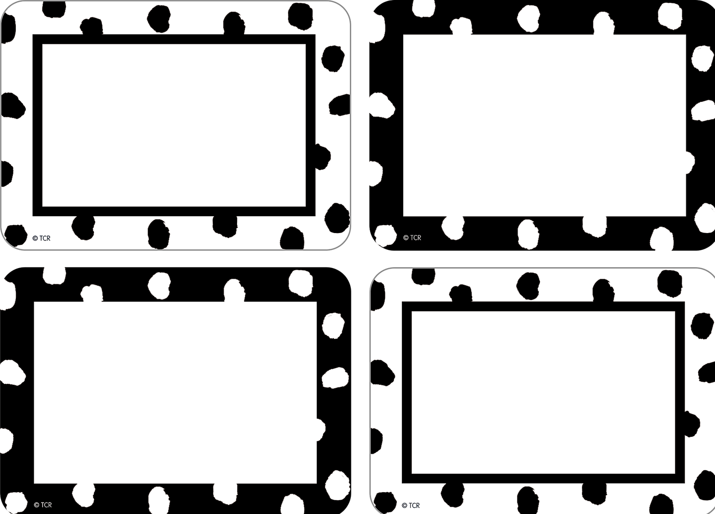 Black and White Painted Dots Name Tags/Labels - Multi-Pack