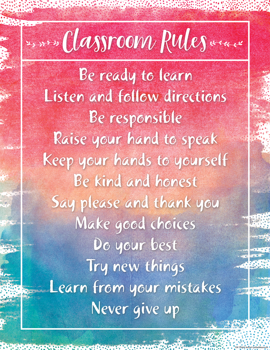 Watercolor Class Rules Chart