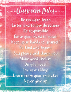 Watercolor Class Rules Chart