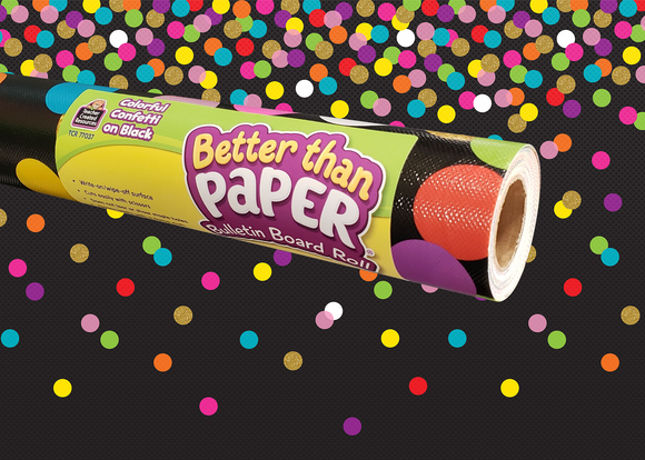 Colorful Confetti on Black Better Than Paper® Bulletin Board Roll