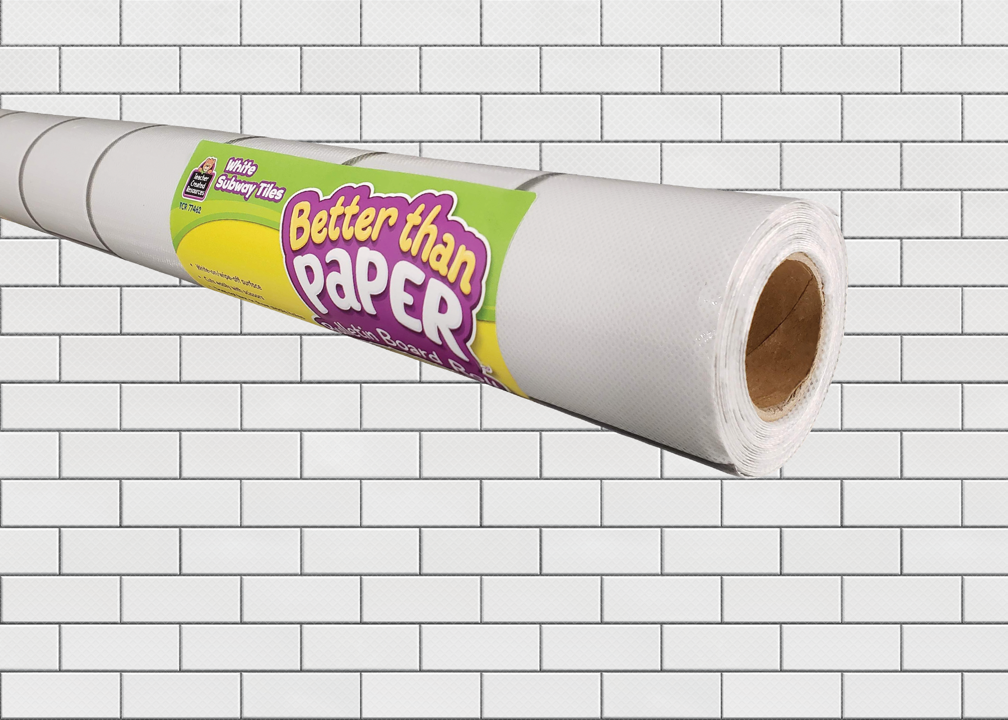 White Subway Tile Better Than Paper® Bulletin Board Roll – School ...