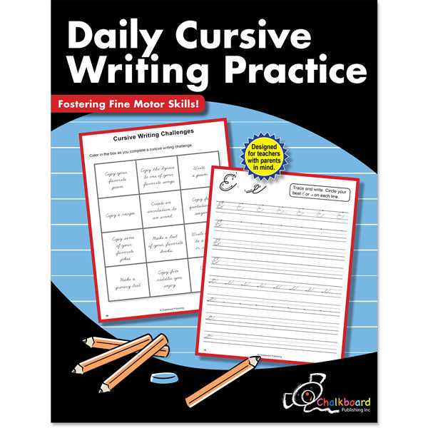 Daily Word Design Cursive DAILY CURSIVE PRACTICE CHALKBOARD WORKBOOK – School Crossing & Toy Station