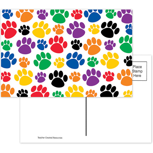 Postcard Colorful Paw Prints