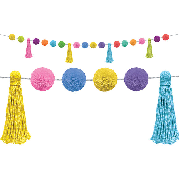 Colorful Pom Poms and Tassels